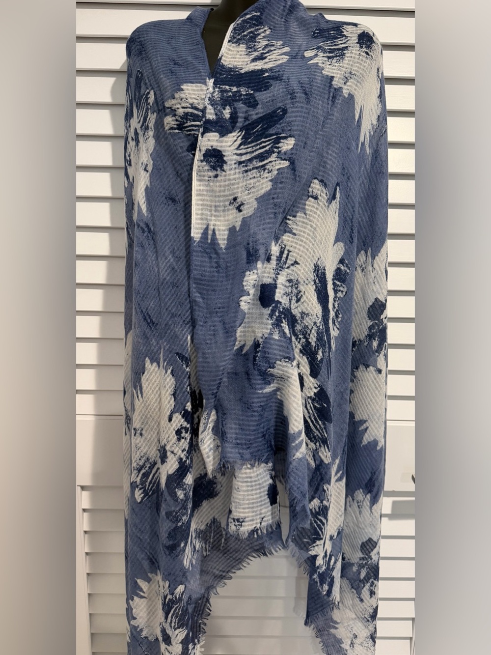 Big Buddha blue and white floral abstract scarf